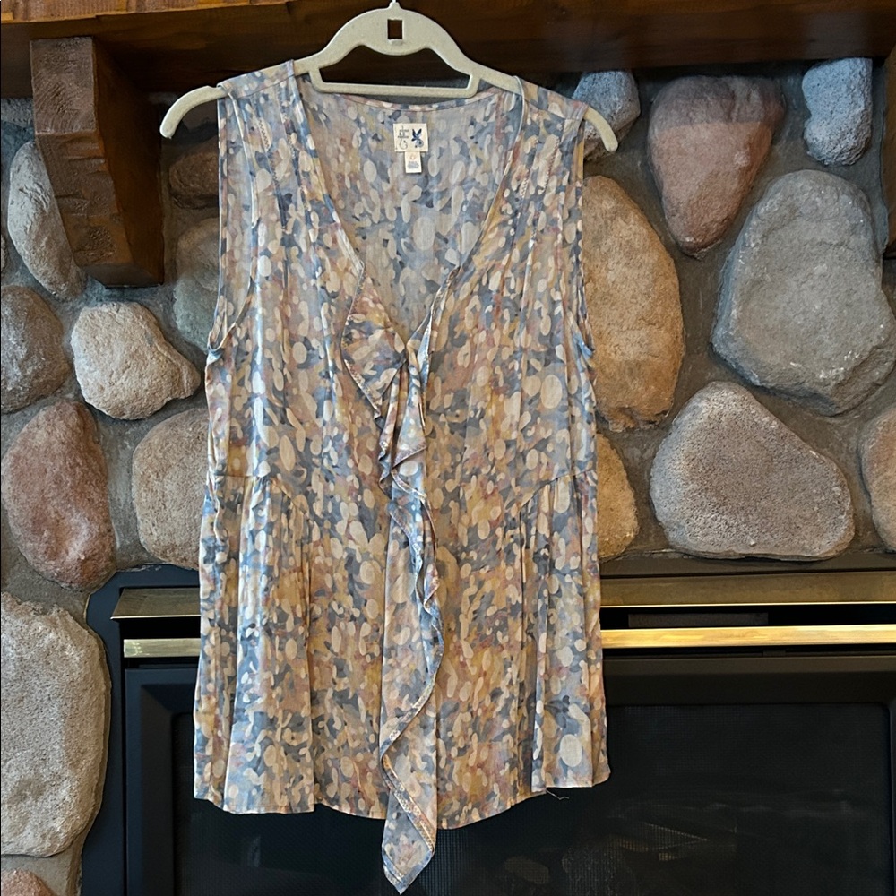 Anthro | Edme & Esyllte Sleeveless Cascading Ruffle Top, Size 6